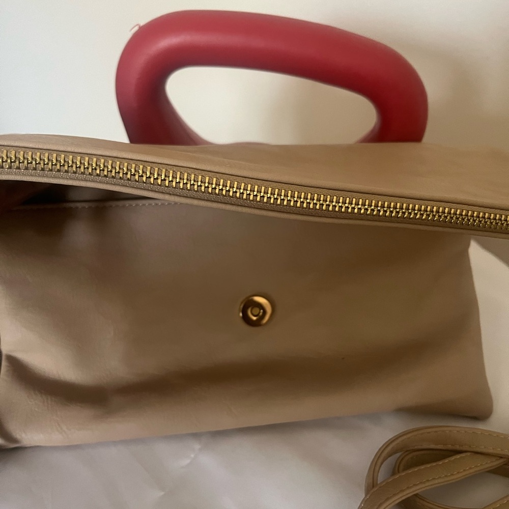 Women’s Charming Charley’s tan fold over clutch bag with tassel detail - Picture 4 of 7